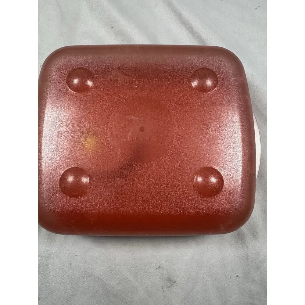 Tupperware Vent ’N Serve 2.5 Cup Microwave Container Red Yellow Lid 600mL